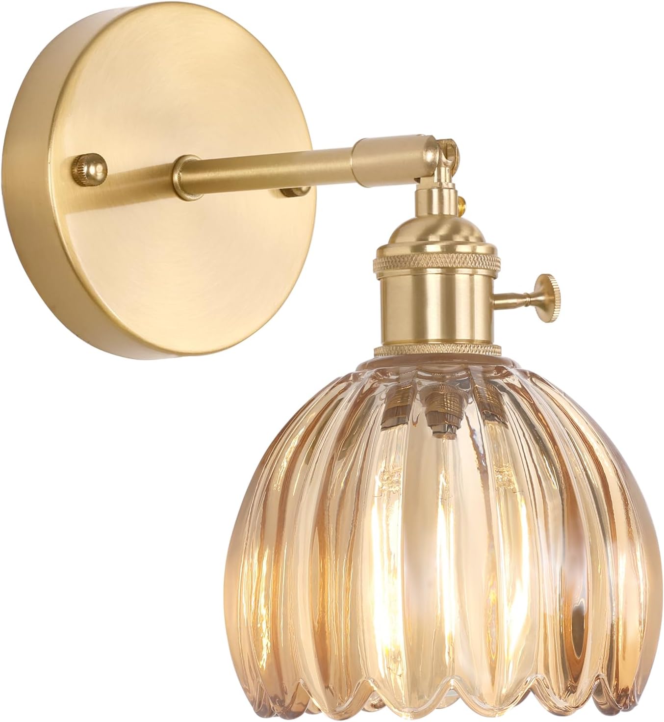 Shenmoyl Vintage Battery Operated Wall Sconce with Green Tulip Glass Lampshade Rechargeable Battery Powered Wall Light with Remote Control for Bedside Bedroom Doorway