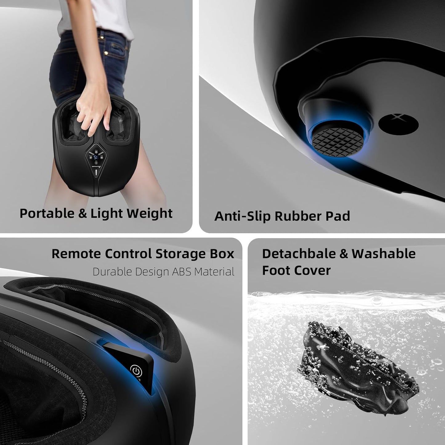 Shiatsu Foot Massager with Heat,Vibration,Air Compression and Deep Kneading for Plantar Fasciitis, Neuropathy,Improve Foot Wellness,Gifts for Women & Men（Black）