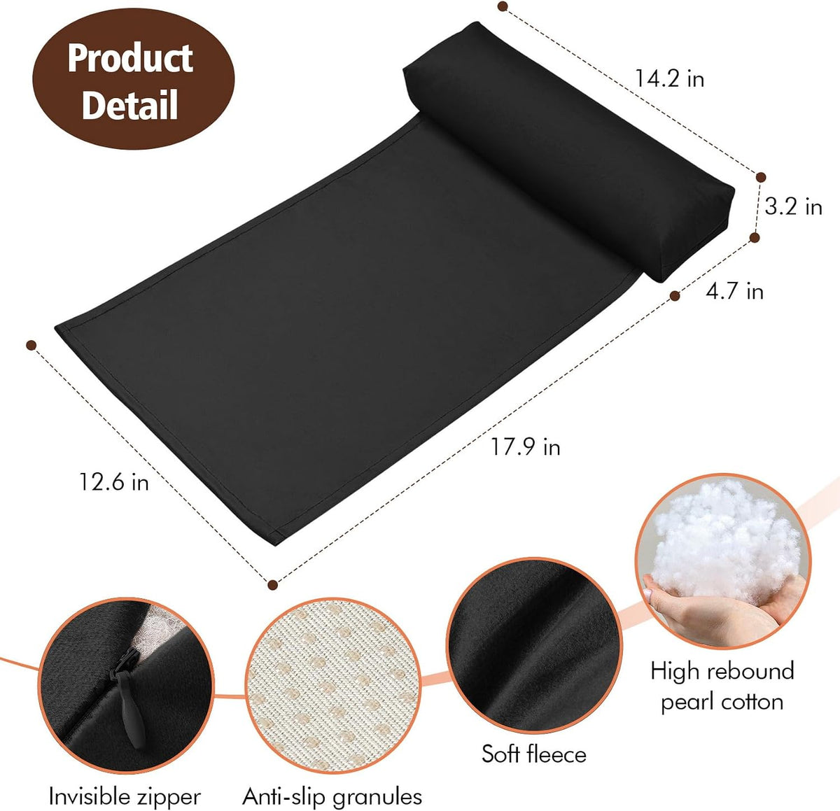 WdFour Velvet Neck & Head Pillow for Recliner Chair, Small Ergonomic Cervical Support Pillow for Home, Office and Travel, Non-Slip Cushion for Tension Relief & Shoulder Comfort (Chocolate)