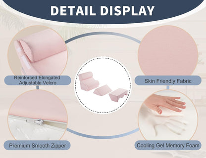 4PCS Orthopedic Bed Wedge Pillow Set for Sleeping, Post Surgery Foam Support Pillows for Back, Neck and Leg Pain Relief, Adjustable Triangle Pillow – Acid Reflux, GERD & Snoring Recovery, White Grey
