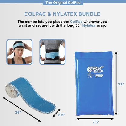 Chattanooga ColPac, Reusable Gel Ice Pack, Cold Therapy for Neck, Shoulder, Upper Back for Headaches, Inflammation, 23" Neck Contour, Blue Vinyl, with a Lumintrail Drawstring Bag