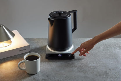 SAKI Luna Pro Variable-Temperature Electric Kettle 1.75 L, 6 Presets & 0-120 min Keep-Warm, Plastic-Free 304 Stainless, Altitude-Calibrated LCD, 1500 W Fast-Boil Auto Shut-Off, Matte Black