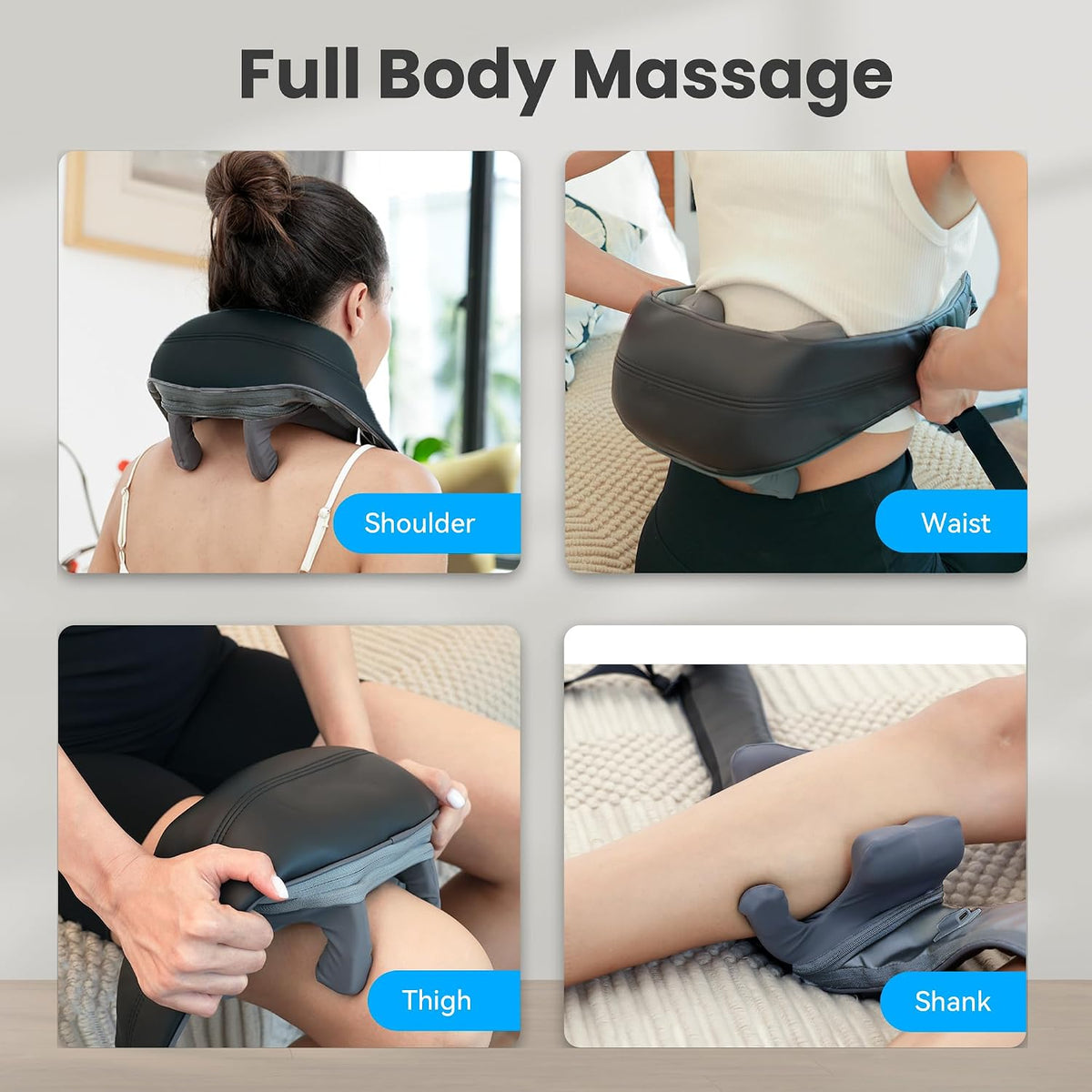 COMFIER Shiatsu Neck and Shoulder Massager with Heat,White Elephant Gifts for Adults,4D Deep Kneading Massage Pillow with Heat, Back Massager, Pillow Massage,Jet Black