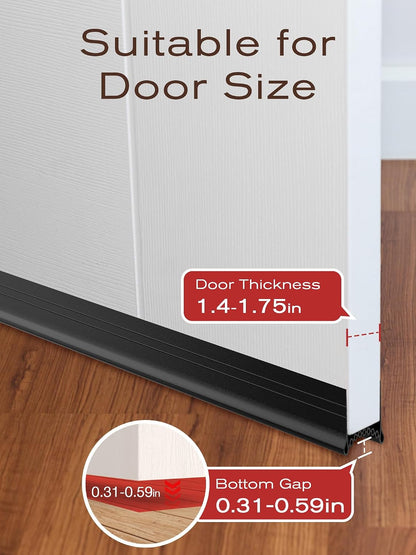 SUNMON Silicone Door Draft Stopper, 39in Upgraded Door Slide-On Under Door Seal Blocker, Under Door Sweep Weather Stripping（White）