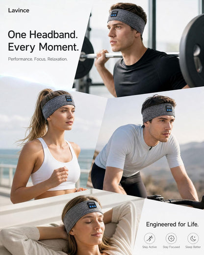 Sleep Headphones Headband, Bluetooth 5.4 Sleeping Headphones for Side Sleepers, Wireless Headband Headphones with Ultra-Thin Stereo Speakers for Sports, Workout, Travel, Meditation