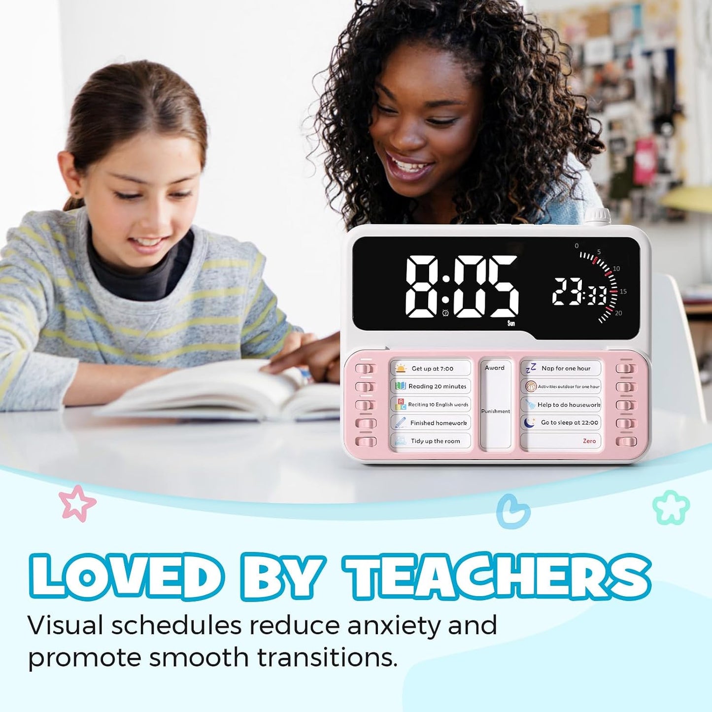 7-in-1 Visual Timer with Task Planner - Blue | ADHD Time Management Tool With Alarm, Countdown, Calendar, Temperature Display and Storage, Ideal for Home and School