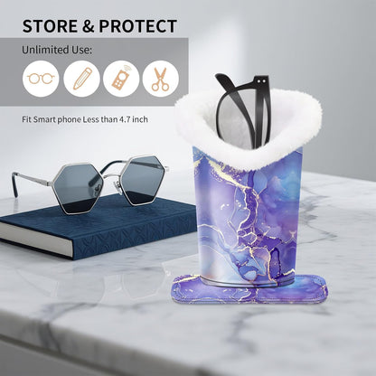 Plush Lined Eyeglasses Holder, Cute Glasses Stand for Women Kids - Colors B