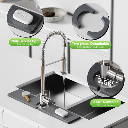 Premium Stone Faucet Mat for Kitchen Sink, 30" x 4" White | Quick Drying & Water Absorbent, Sink Splash Guard Tray for Prevents Moisture Buildup