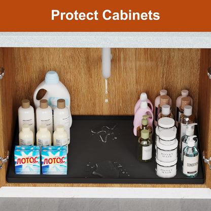 34" x 22" Extra Thick Silicone Mat Waterproof with Raised Edge, | Under Sink Mat for Kitchen & Bathroom, Kitchen Cabinet Liner, Multi-Purpose for Storage & Protection