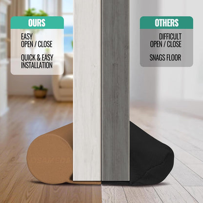Under Door Draft Stopper - Door Sweep Gap Filler Seal 36 Inch Black | Adjustable Fit Most Doors, Machine Washable Fabric, Quick Setup, Noise Blocker, Draft Seal, Dust Insect Block, Energy Saving