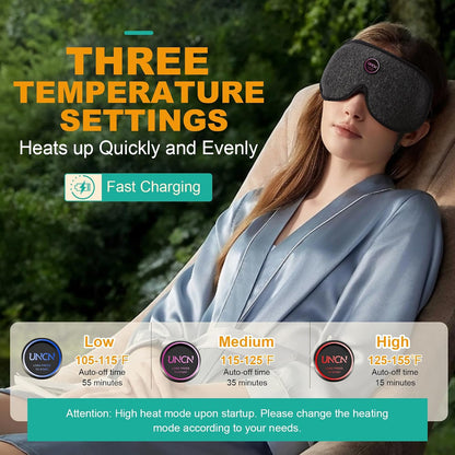 UNCN Heated Eye Mask for Dry Eyes Cordless Rechargeable 4 Temp Settings