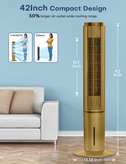 Windowless Air Conditioner w/4 Mode,3 Speed, Waterless Alert,2.4-Gal Tank for 24H Cooling, 12H Timer Swamp Cooler Air Conditioner, 20FT Remote,70° Auto Swing Evaporative Air Cooler for Bedroom