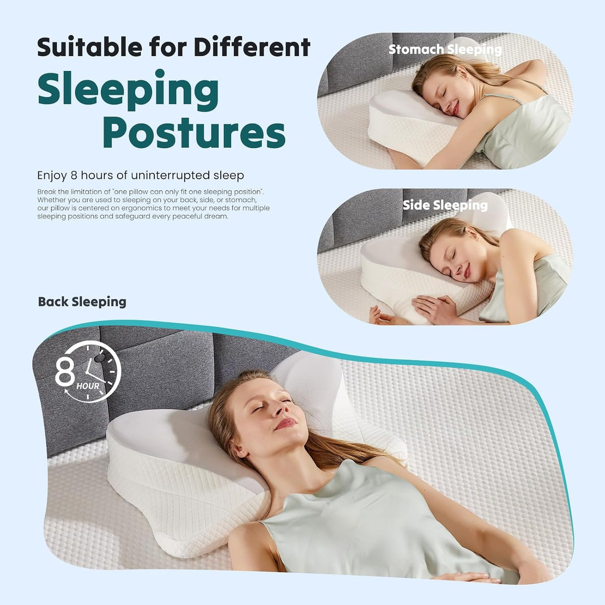 Sweetcrispy Cervical Pillow for Neck Pain Relief, Cooling Memory Foam