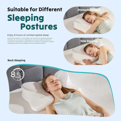 Sweetcrispy Cervical Pillow for Neck Pain Relief, Cooling Memory Foam