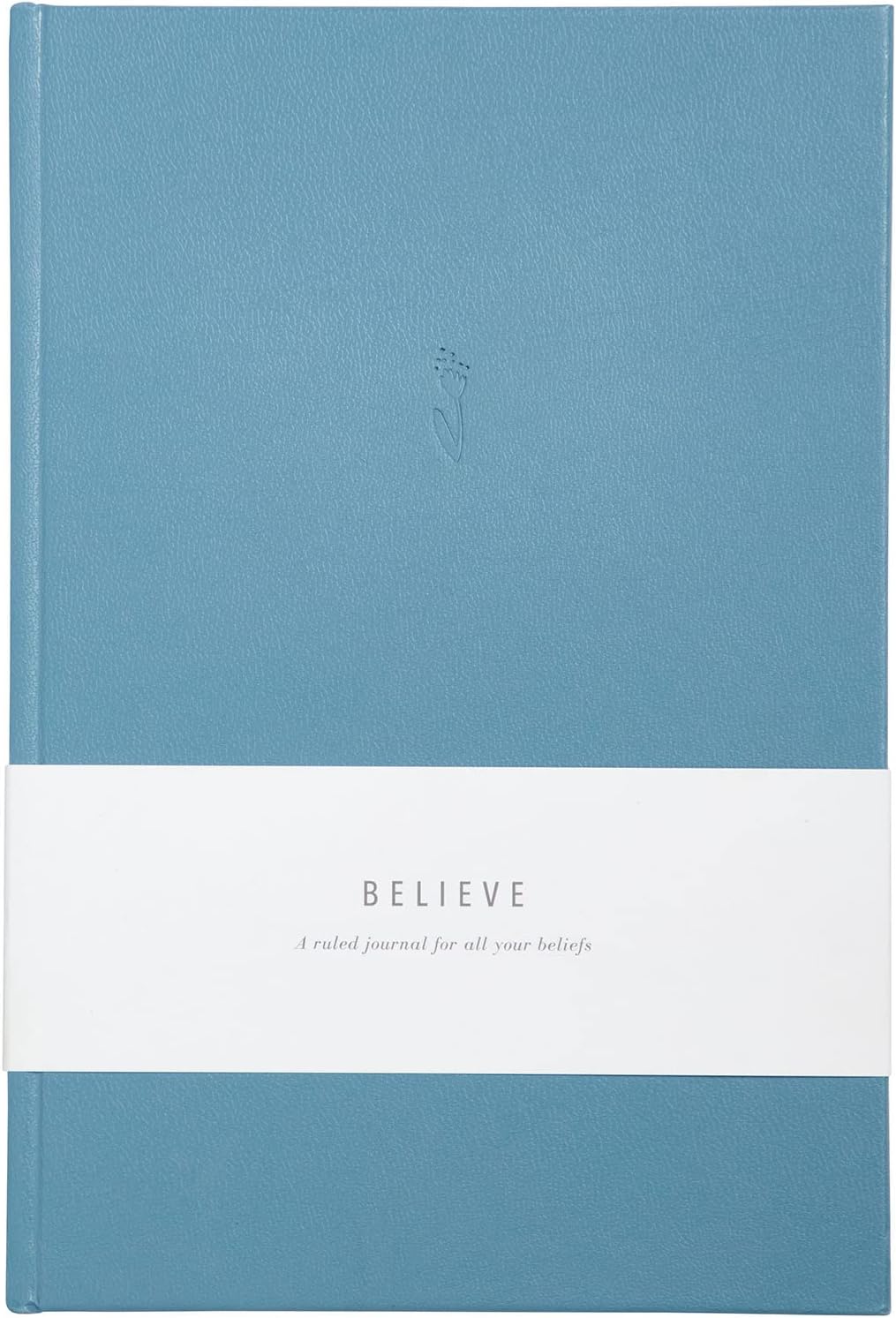 Promptly Journals, Blank Journal: THINK/BELIEVE/FEEL (Dusty Blue, Leatherette) | Layflat Notebook | Ruled Journal | Journal Notebook | Gifts for Women and Men