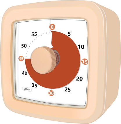 Visual Timer 60 Minute Timer Silent Countdown Clock – No Ticking, Gentle Ring with Mute Option, Timers for Kids Homework Classroom Management Kitchen Pasta, Adult Pomodoro & Deep Work, Purple