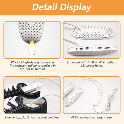 Shoe Dryer and Deodorizer with Timer - Shoes Boots Socks Dryer Warmer | No Noise | Strong Wire | US Plug