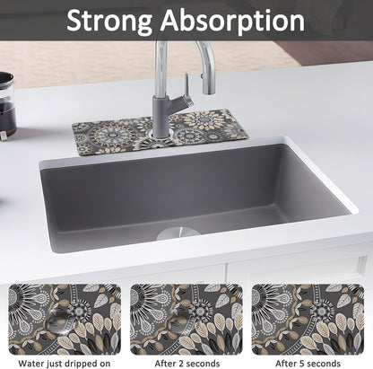 24" X 5.5" Kitchen Sink Splash Guard Faucet Mat Mandala Super Absorbent Fast Drying Faucet Guard & Draining Mat Sink Splash Guard Behind Faucet for Kitchen, Bathroom