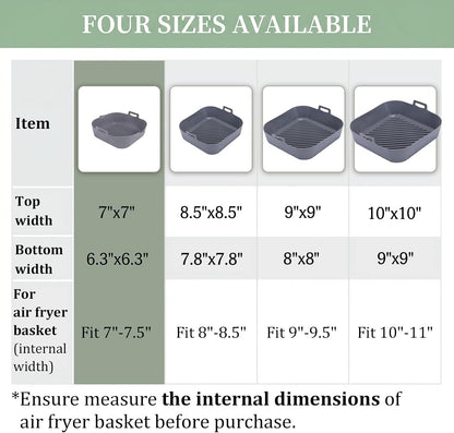 Golden Associate Silicone Liners Square for 8 to 8.5 inch Air Fryer, 2 Pcs Non-stick Food-grade Reusable Basket Baking Tray Airfryer Accessories