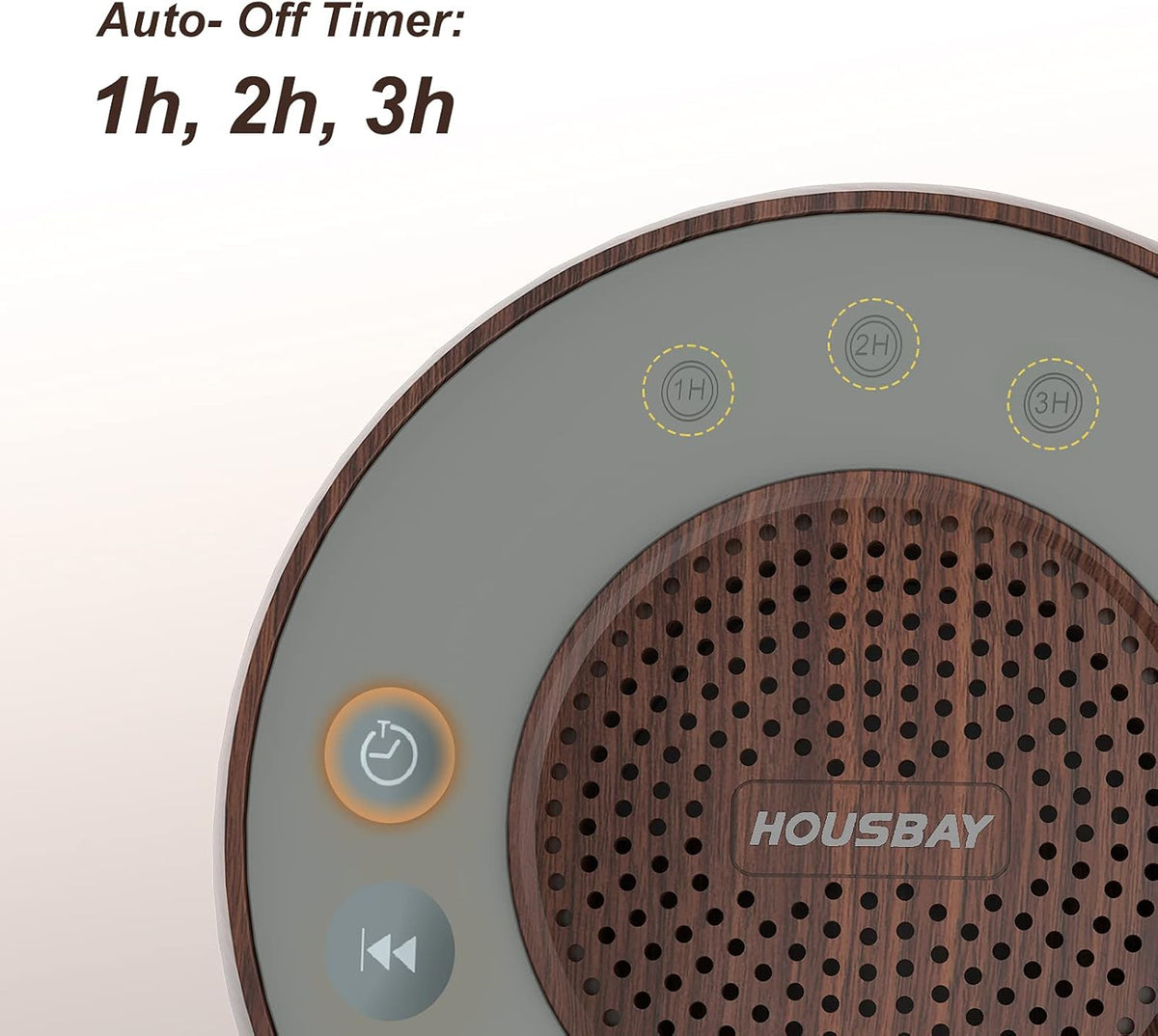 Housbay White Noise Machine with 31 Soothing Sounds, 5W Loud Stereo Sound, Auto-Off Timer, Adjustable Volume, Sleep Sound Machine for Baby, Kid, Adult -Wood Grain
