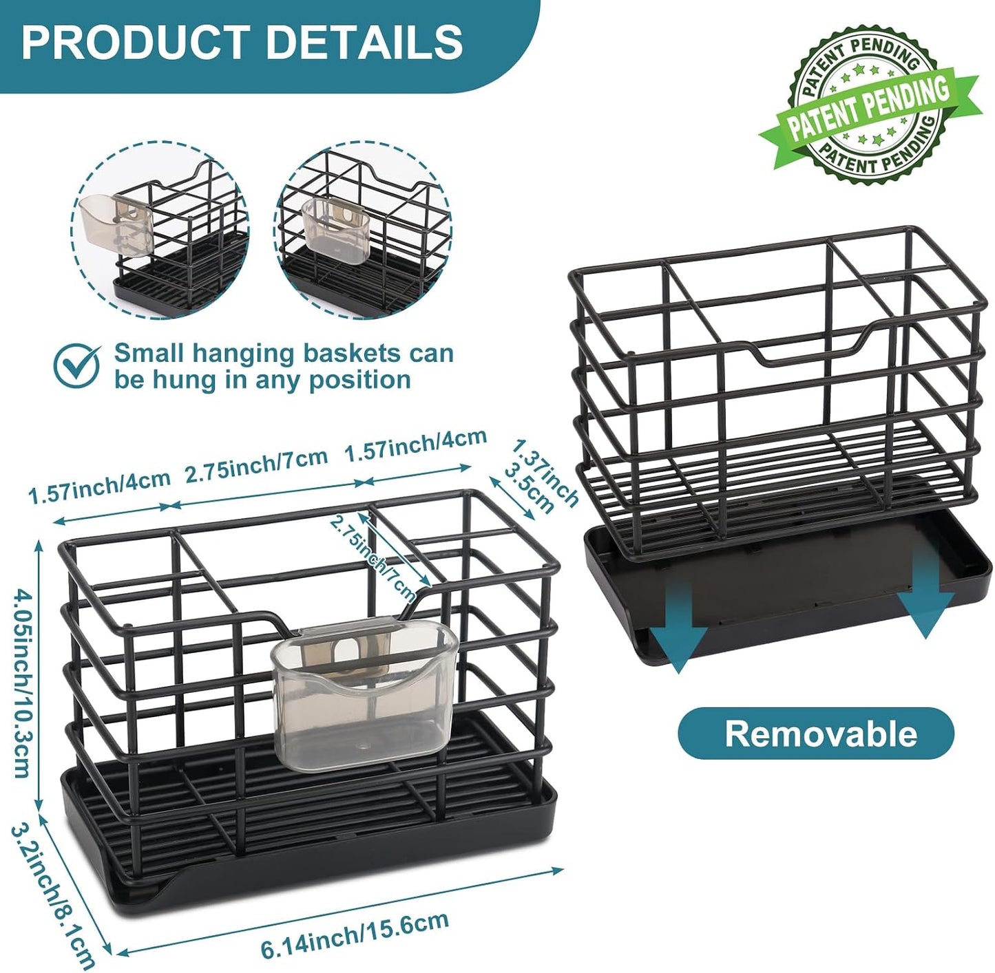 Toothbrush Holders for Bathroom,Black,Stainless Steel,Detachable,Tray,3 Slot