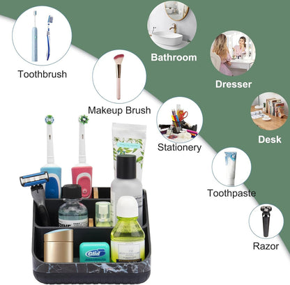 Toothbrush Holders for Bathrooms,6 Slots, Detachable for Easy Clean, White | Electric Toothbrush, with bamboo divider, drainage hole, BPA-free,bathroom,office,kictchen,vanity countertop organizer