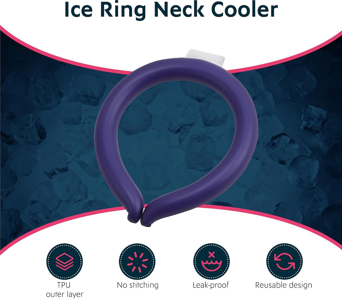 Magic Gel Neck Cooling Tube - Cooling Neck Ring - Reusable Ice Ring Wraps - Necks, Face Ice Coolers - Frozen Cool Wraps, Tubes for Summer Heat, Extremely Hot Weather - 2 Pack, B&W