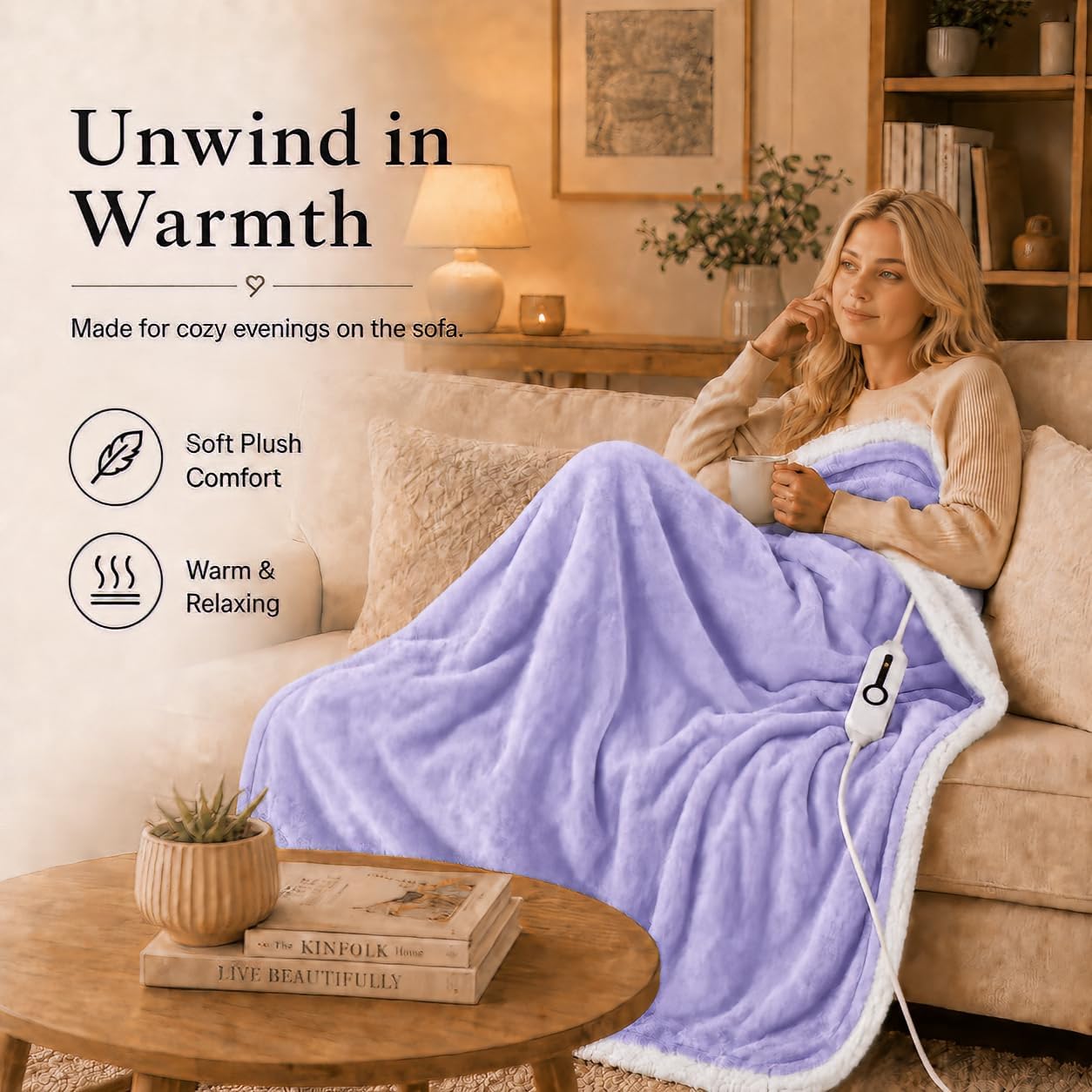 Electric Heated Blanket Full Size 72"x84" – Light Gray | ETL for Safe Overnight, 4 Heat Settings & 10H Auto Off, Dual-Sided Microplush Sherpa for Home Night, Machine washable
