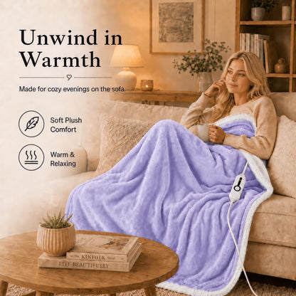 Electric Heated Blanket Full Size 72"x84" – Light Gray | ETL for Safe Overnight, 4 Heat Settings & 10H Auto Off, Dual-Sided Microplush Sherpa for Home Night, Machine washable