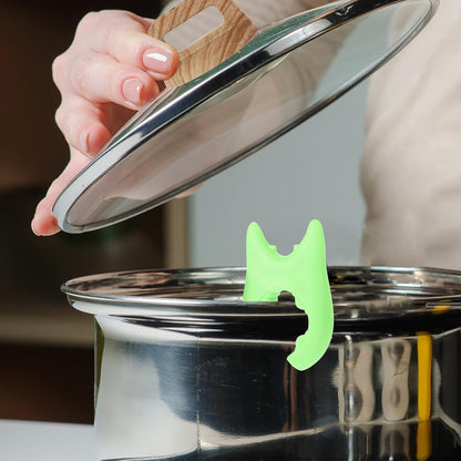 6pcs Silicone Pot Spoon Holder Set, Spill-proof Boil over Stopper and Steam Release Lid Lifters for Kitchen Cooking Helpers, Green Overflow Prevent Lifters for Stove Top Use
