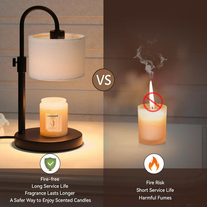 FINCMY Candle Warmer Lamp with Timer, Adjustable Height Candle Wax Warmer Candle Lamp Warmer for Jar Candles, Home Decor House Warming Gifts Compatible with Various Candles (Linen)
