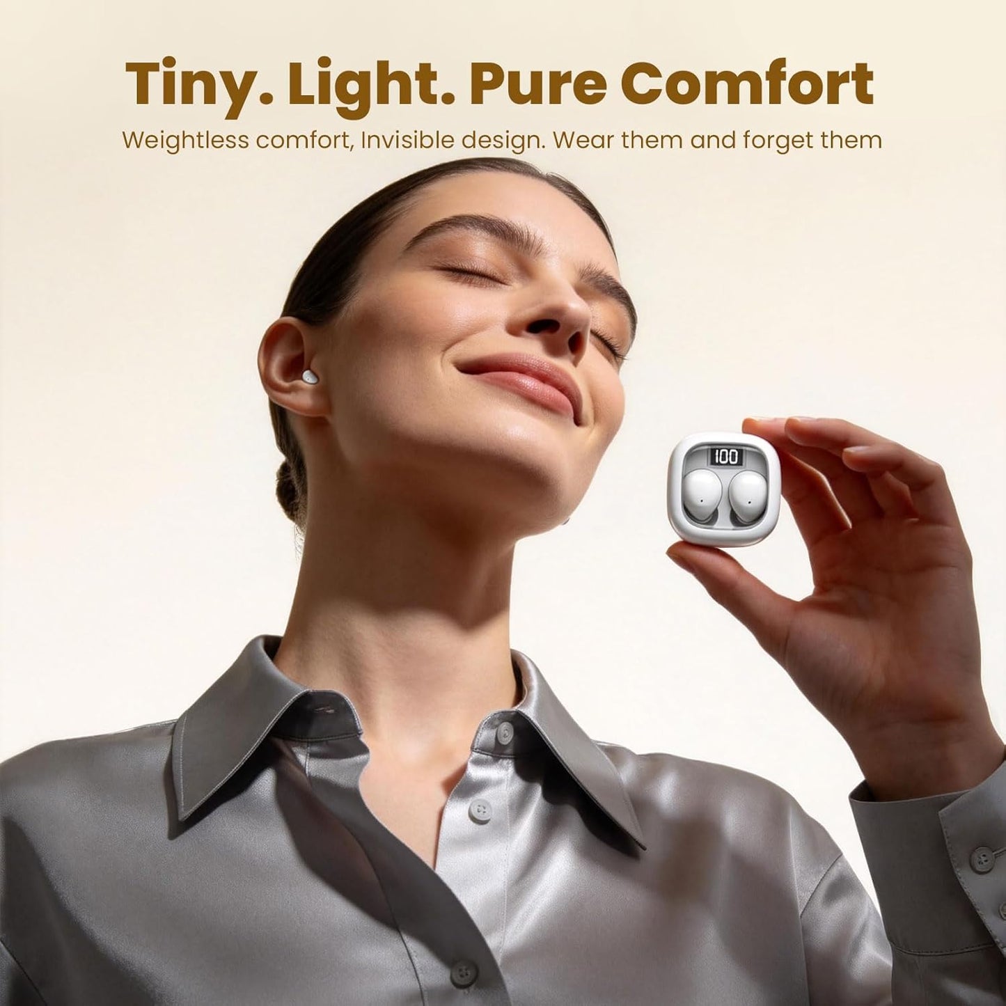 Invisible Mini Sleep Earbuds Ear Buds for Side Sleepers Sleeping, Small Ears Canals Women Wireless Bluetooth Low Profile Smallest Disgused Tiny Micro Discreet Hidden Earbuds Headphones for Work