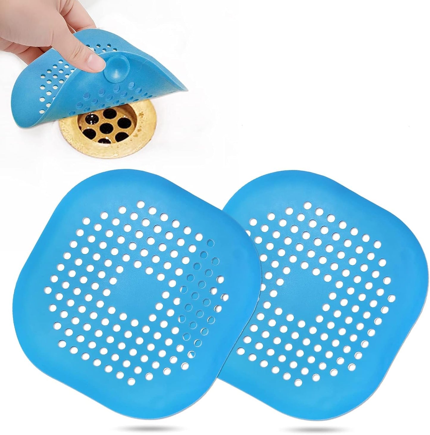 Bovinde Hair Drain Catcher,Square Cover for Shower 2 Pack (Black) | Drainer Cover Silicone Hair Stopper with Suction Cups,Protector Accessories,Easy to Install Suit for Bathroom,Bathtub,Sink