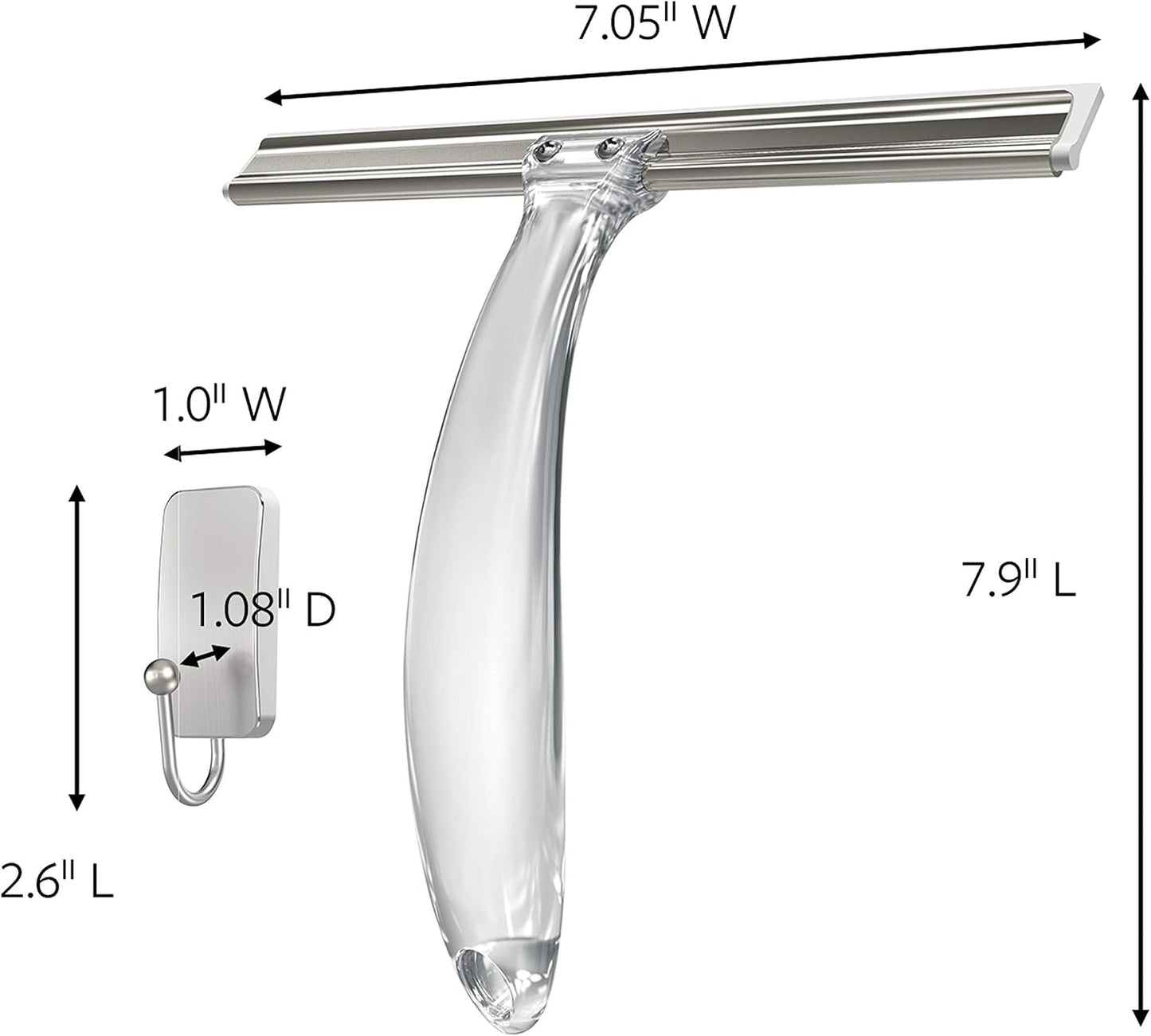 Command Bath Shower Small Water-Resistant Adhesive, Satin Nickel, 1 lb Capacity, 1 Squeegee, 1 Hook, 2 Strips, BATH32-SS-ES Caddy