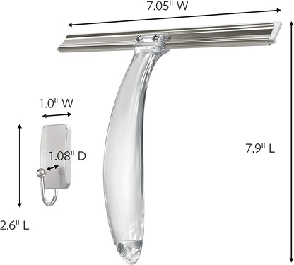 Command Bath Shower Small Water-Resistant Adhesive, Satin Nickel, 1 lb Capacity, 1 Squeegee, 1 Hook, 2 Strips, BATH32-SS-ES Caddy
