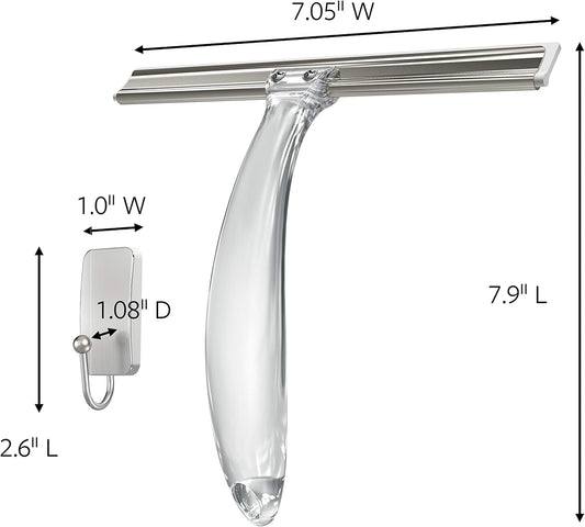 Command Bath Shower Small Water-Resistant Adhesive, Satin Nickel, 1 lb Capacity, 1 Squeegee, 1 Hook, 2 Strips, BATH32-SS-ES Caddy