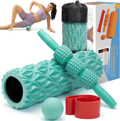 SUBCULTUREPICK 5 in1 Foam Roller Set, Trigger Point Foam Roller Deep Tissue