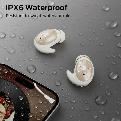 Monster Sleep Ear100 Ear Buds, Sleep Earbuds with Stereo Sound, Design for Side Sleeper, 32H Playtime, Bluetooth 6.0, ENC Noise Cancelling, IPX6 Waterproof Mini Headphones, White