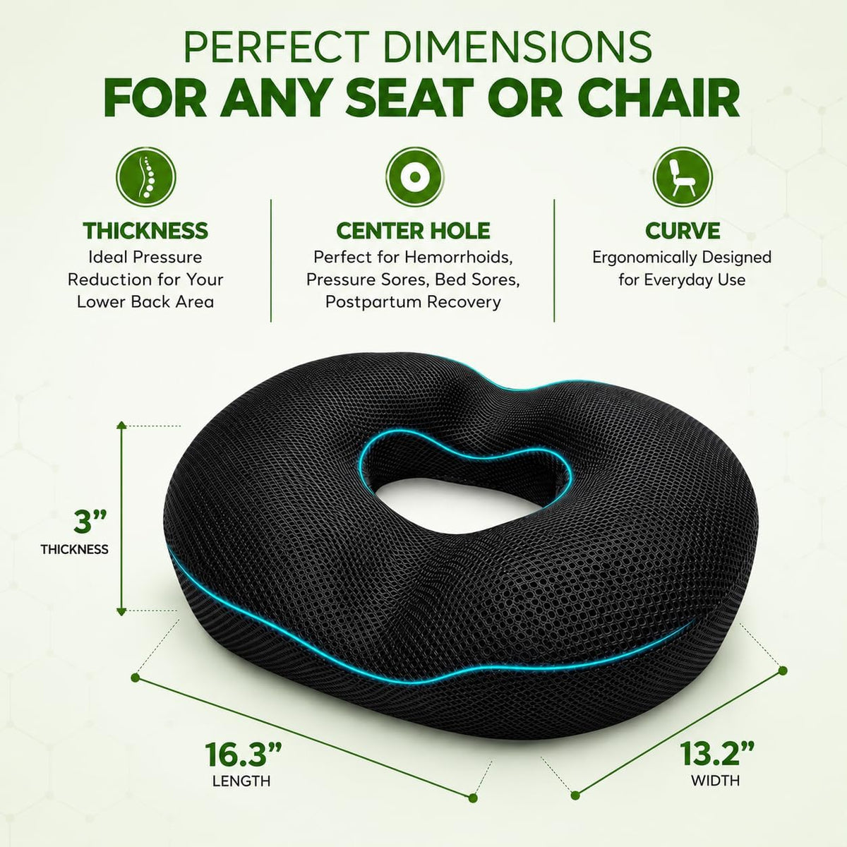 AnboCare Donut Gel Sitting Pillow - Orthopedic Memory Foam for Tailbone Pain, Hemorrhoid, Bed Sores, Postpartum, Prostate, Coccyx & Sciatica Pain