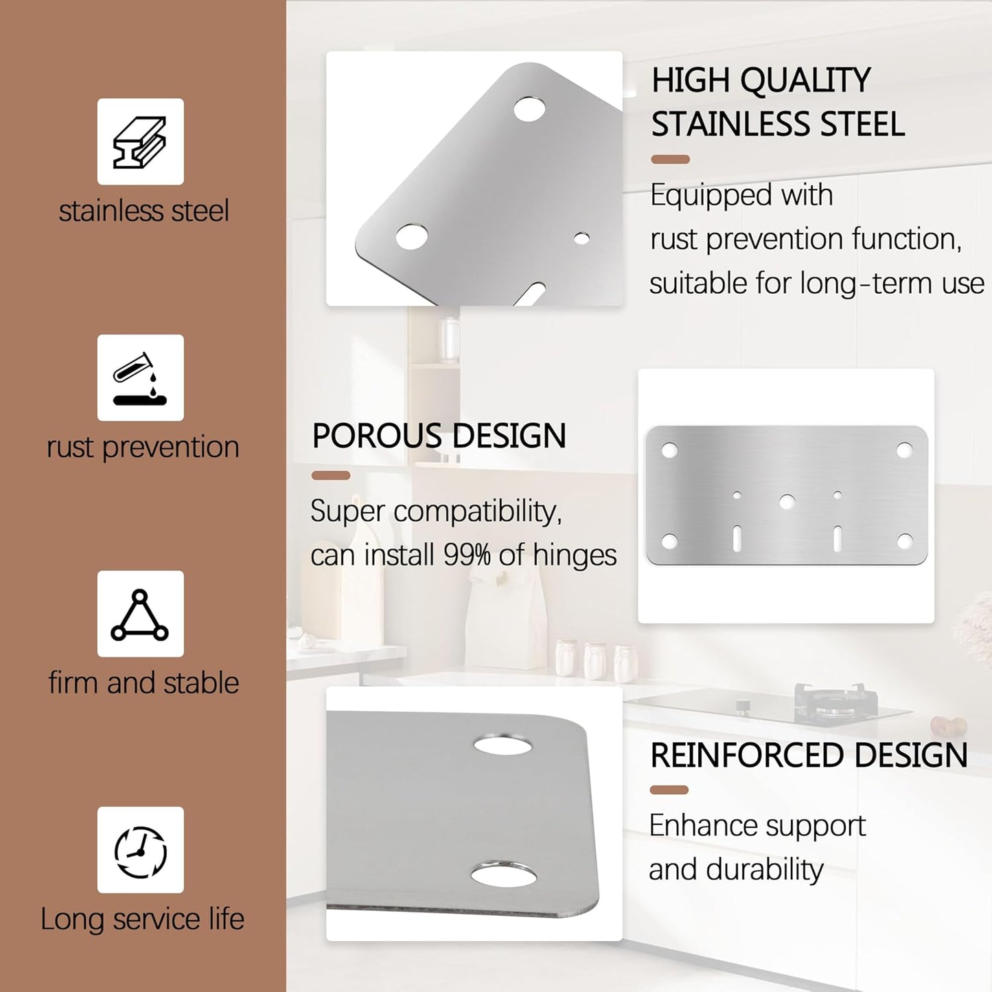 Cabinet Hinge Repair Kit,Cabinet Hinge Repair Board Replacement Kit-Hinge | For Kitchen, Cupboard, Locker, Cabinet Doors With screws 10-Pcs
