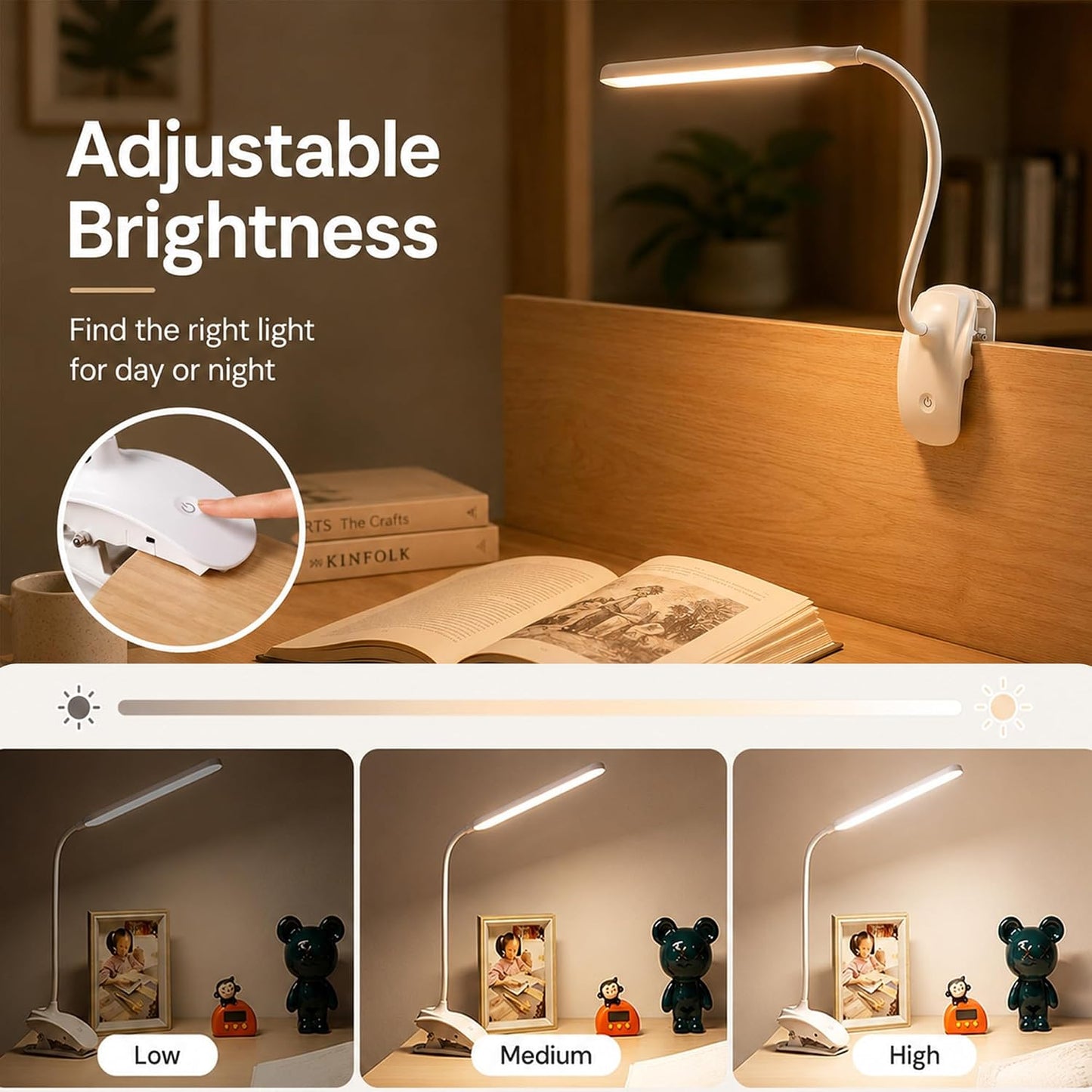 Rechargeable Easel Light for Painting, 45cm LED Lamp Bar | Artist Lighting for Canvas Work, 3 Color Modes, 3200mAh Clip On Desk Lamp, Flexible Gooseneck, Sturdy Clamp