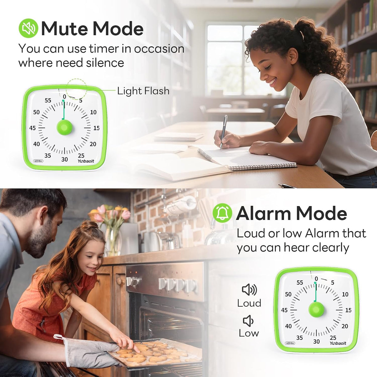 Yunbaoit Visual Timer with Night Light, 60 Minute Countdown, Light Blue
