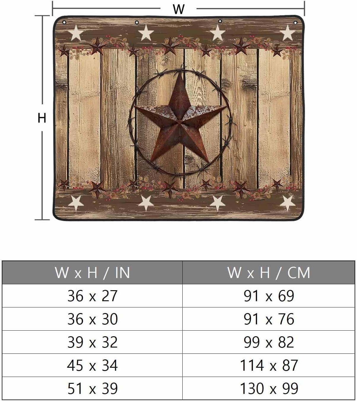 Rustic Country Magnetic Fireplace Cover, Fireplace Draft Blocker, Western Stars Brown Texture Wooden Print Fireplaces Blanket for Heat Loss/Cold Air, Fireplaces Draft Stopper for Inside 39''x32''