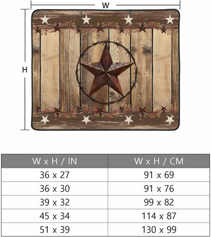 Rustic Country Magnetic Fireplace Cover, Fireplace Draft Blocker, Western Stars Brown Texture Wooden Print Fireplaces Blanket for Heat Loss/Cold Air, Fireplaces Draft Stopper for Inside 39''x32''
