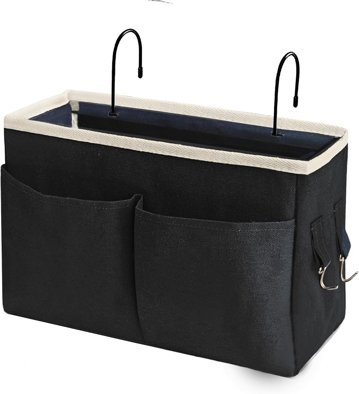 Bedside Caddy Bedside Hanging Storage Basket Multi-Function Organizer Caddy for Bunk and Hospital Beds Dorm Rooms Bed Rails, Can be Placed Glasses Books Mobile Phones（Navy Blue）