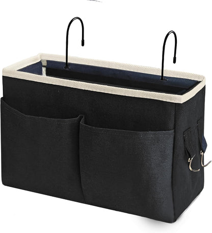 Bedside Caddy Bedside Hanging Storage Basket Multi-Function Organizer Caddy for Bunk and Hospital Beds Dorm Rooms Bed Rails, Can be Placed Glasses Books Mobile Phones（Navy Blue）