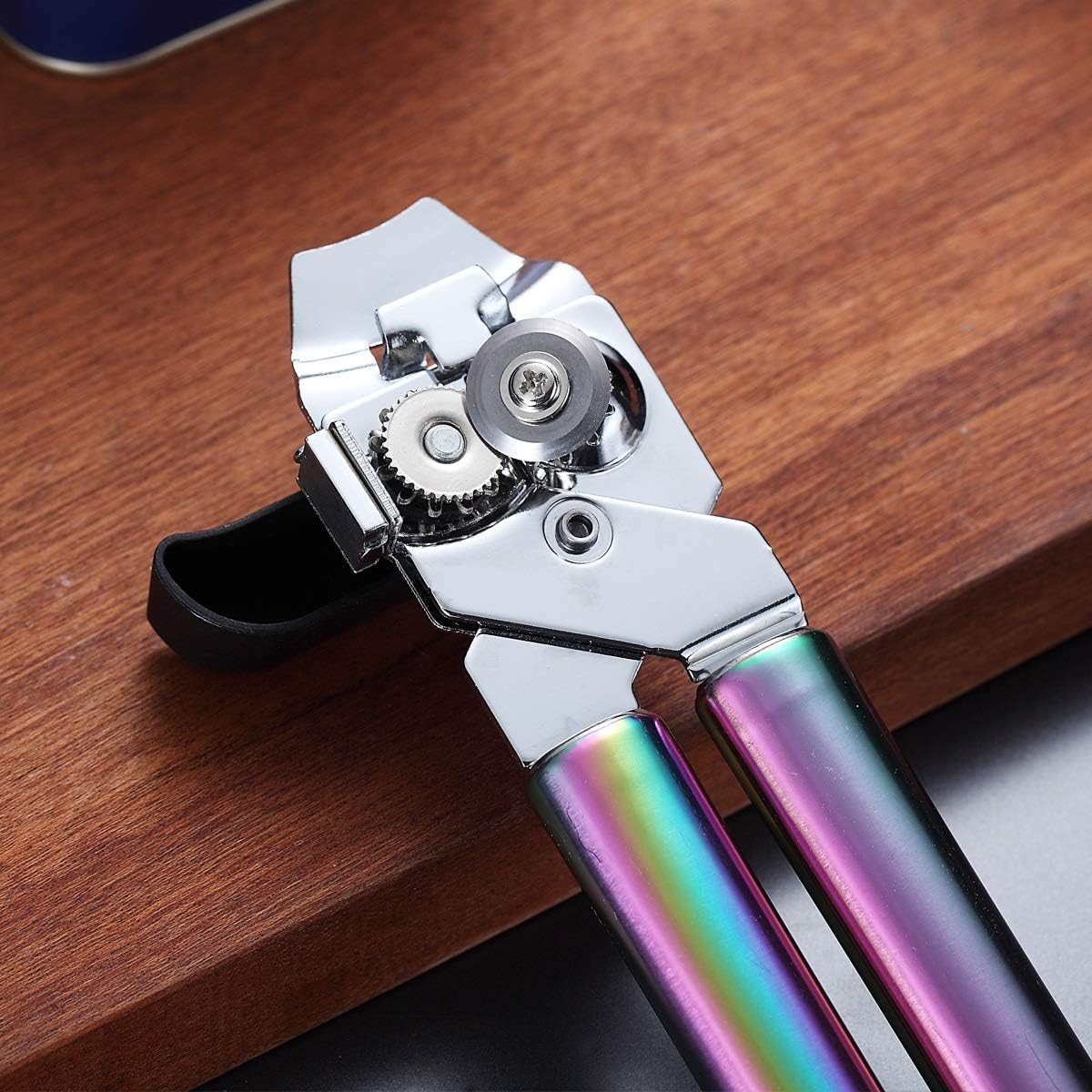 Berglander Can Opener, Stainless Steel Rainbow Handle Can Opener Hand Held, Smooth Edge Manual Can Opener, Heavy Duty (Rainbow)