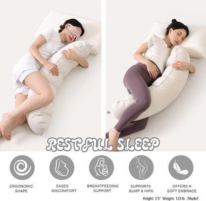 Peallow(Pat. Pend) – Long Round Body Pillow for Adults, Bolster Pillow for Sleeping, Soft and Supportive Pillow for Sleeping & Lumbar Support (Green-White, 29.5")