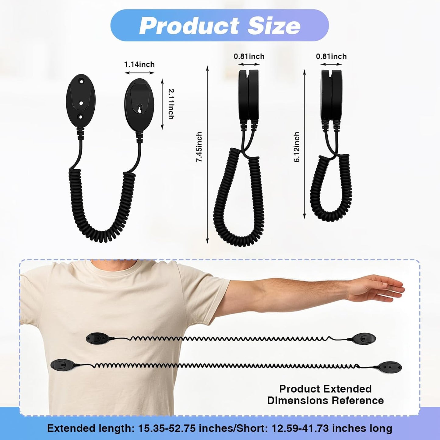 Magnetic Remote Control Holder and Remote Holder with Retractable Leash, Wall Mount for TV Remote, Couch and Bedside, No Drill Adhesive Pad, 2 Pack Black