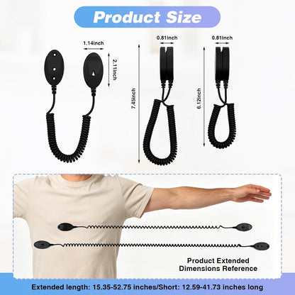 Magnetic Remote Control Holder and Remote Holder with Retractable Leash, Wall Mount for TV Remote, Couch and Bedside, No Drill Adhesive Pad, 2 Pack Black